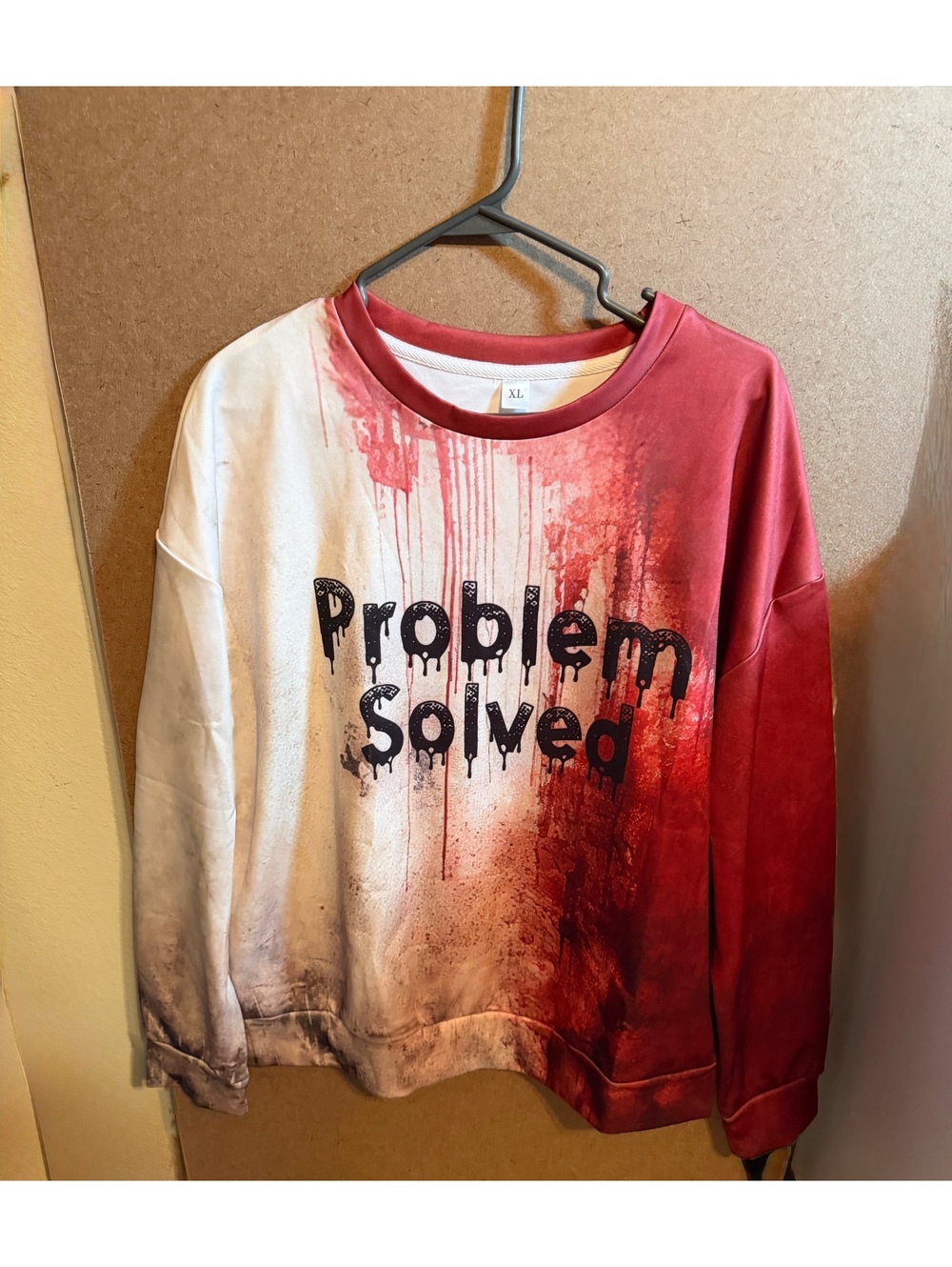 Unisex.XL Halloween Problem Solved Bloody Horror Graphic Sweatshirt